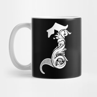 illustration of J font vintage style hand drawing design Mug